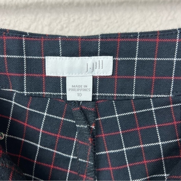 𝅺J. Jill Window Pane Plaid Pants Navy Blue Red White Sz 10 - Picture 4 of 8